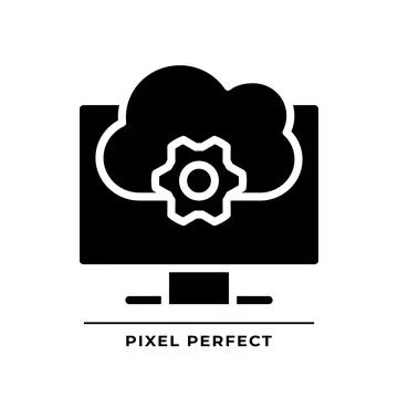 Cloud based software black glyph icon Stock Illustration