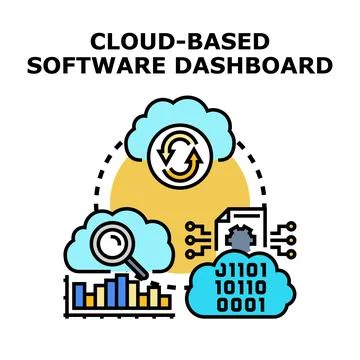 Cloud based software dashboard computing concept Stock Illustration