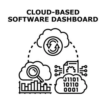 Cloud based software dashboard computing concept Stock Illustration