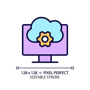 Cloud based software pixel perfect RGB color icon 스톡 일러스트