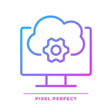 Cloud based software pixel perfect gradient linear vector icon Illustrazione stock