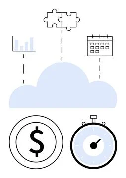 Cloud-Based Solutions for Time and Cost Efficiency in Data Management and P.. Stock Illustration