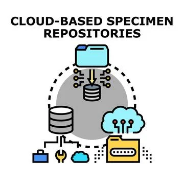 Cloud based specimen repositories data management concept Illustrazione stock