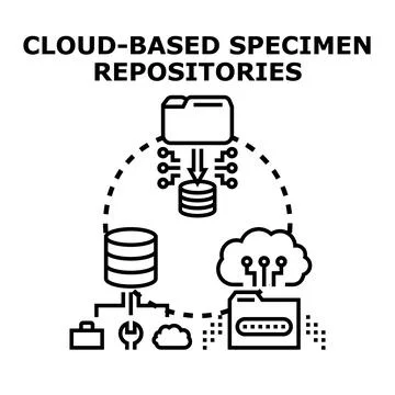 Cloud based specimen repositories data management concept Stock Illustration
