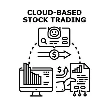 Cloud based stock trading digital investment concept イラスト素材