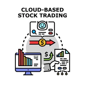 Cloud based stock trading digital investment concept Stock Illustration