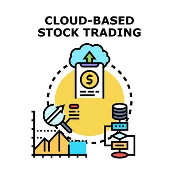 Cloud based stock trading financial investment concept Stock Illustration