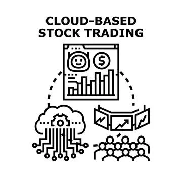 Cloud based stock trading system for digital investment Stockillustratie