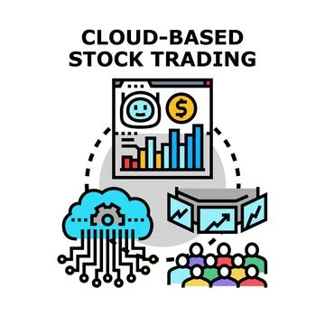 Cloud based stock trading system for digital investment Stock Illustration