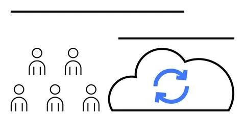 Cloud-Based Team Collaboration and Data Synchronization Illustrazione stock