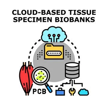 Cloud based tissue specimen biobanks and database concept Stock Illustration