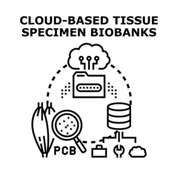 Cloud based tissue specimen biobanks and database concept 库存插图