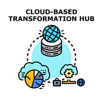 Cloud based transformation hub concept vector illustration Stock Illustration