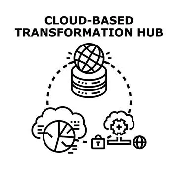 Cloud based transformation hub concept vector illustration Stockillustratie