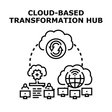 Cloud based transformation hub connecting digital data 库存插图