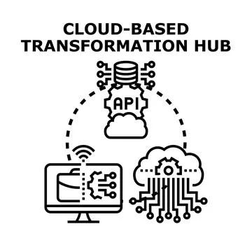 Cloud based transformation hub orchestrating digital innovation Stock Illustration