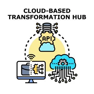 Cloud based transformation hub orchestrating digital innovation Stock Illustration