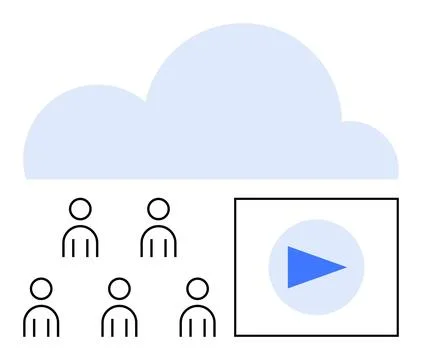 Cloud-based Video Streaming for Collaboration and Remote Learning Stock Illustration