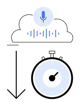Cloud-Based Voice Recognition with Time Efficiency Concept Stock Illustration