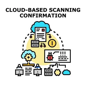 Cloud based vulnerability scanning and security confirmation process Stockillustratie