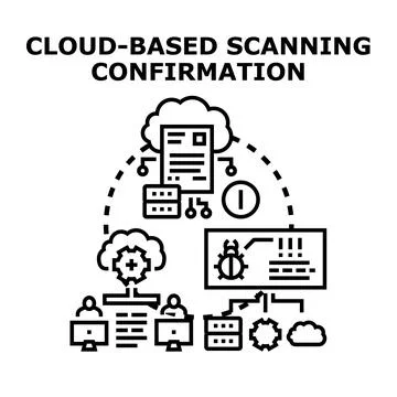 Cloud based vulnerability scanning and security confirmation process Stockillustratie