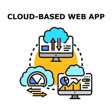 Cloud based web app data processing concept 스톡 일러스트