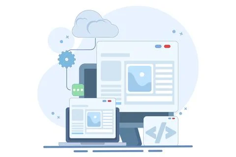 Cloud based web hosting concept, Website hosted on cloud server. Stockillustratie