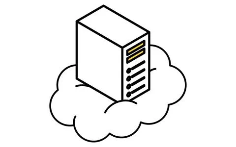 Cloud-based web server isometric line icon with front-facing rectangular se.. Stock Illustration