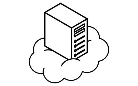 Cloud-based web server isometric line icon with front-facing rectangular se.. Stock Illustration