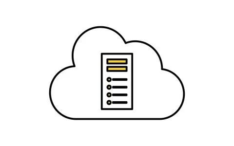 Cloud-based web server line icon with front-facing rectangular server and c.. Stock Illustration