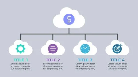 Cloud-Based Workflow Infographic with Business Icons Illustrazione stock