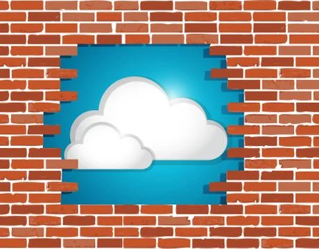 Cloud behind a brick wall illustration design Stockillustratie