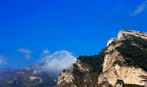 Cloud between the mountains. the caucasus landscape Stock Photos