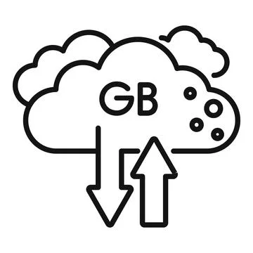 Cloud big data icon outline vector. Cloud size byte Stock Illustration