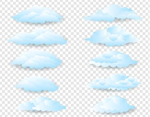 Cloud Big Set Isolated And Transparent Background Stock Illustration
