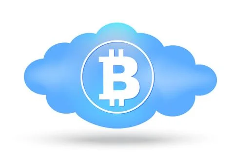 Cloud bitcoin presentation on white Stock Illustration