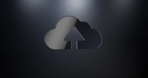 Cloud Up Black 3d Icon Stock Footage 69985773