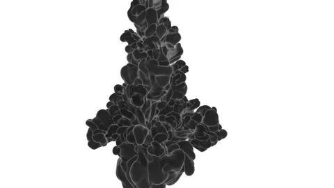 Cloud of Black Ink on white backgound underwater or smoke with alpha mask. Use Stock Footage 74698750