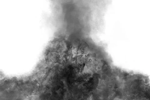 Cloud of black smoke on white background 스톡 사진