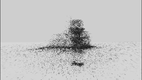 Cloud of black tiny particles gathering into the human silhouette that is Stock Footage 161964225