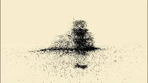 Cloud of black tiny particles gathering into the human silhouette that is Stock Footage 162161294