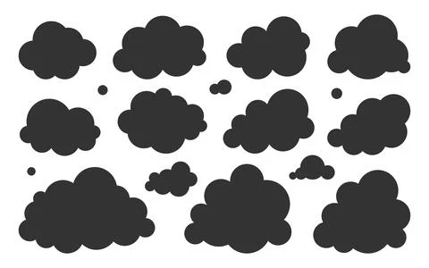 Cloud black weather widget climate silhouette set Stock Illustration