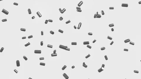 Cloud of blank aluminum cans floating against a white background Stock Footage 72420050