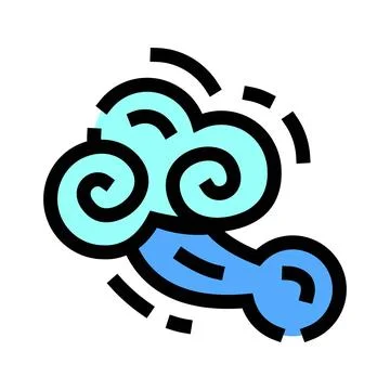 Cloud blowing wind weather forecast icon symbol Stock Illustration