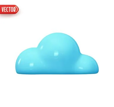 Cloud blue color. Realistic 3d design In plastic cartoon style. Icon isolat.. Illustrazione stock
