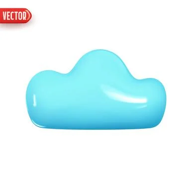 Cloud blue color. Realistic 3d design In plastic cartoon style. Icon isolat.. Stock Illustration