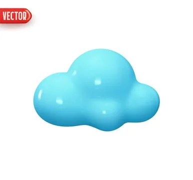 Cloud blue color. Realistic 3d design In plastic cartoon style. Icon isolat.. Stock Illustration