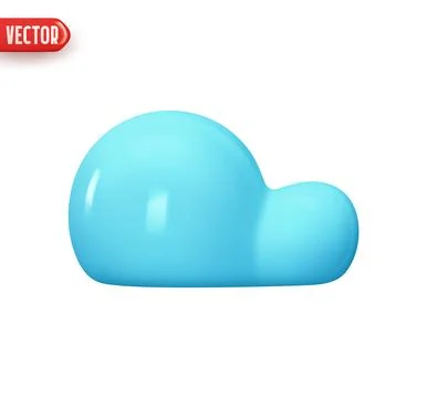 Cloud blue color. Realistic 3d design In plastic cartoon style. Icon isolat.. Stock Illustration