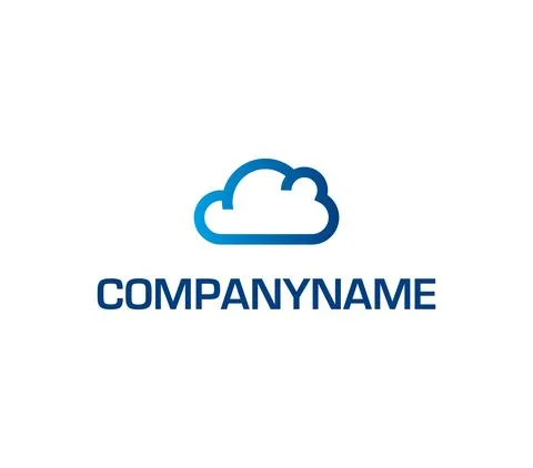 Cloud in blue. Linear, geometrical ready logo Stock Illustration