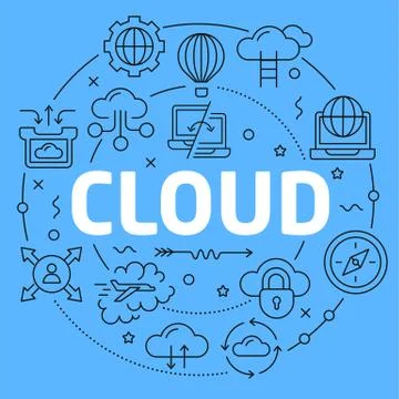 Cloud Blue Lines Illustration for prsentation Stock Illustration